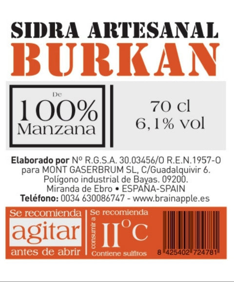 Cidre Burkan 70 cl - Cuisine d'espagne