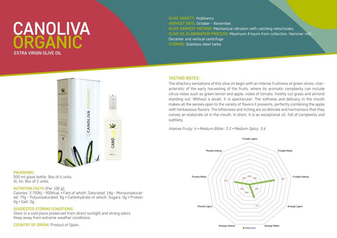 Huile d'olive BIO Hojiblanco 500ML - Cuisine d'espagne