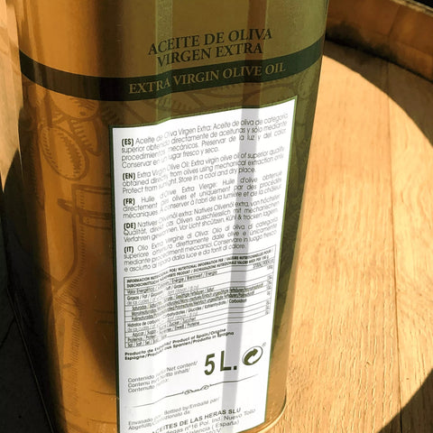 Bidon d'huile d'olive extra vierge première pression à froid 5L - Cuisine d'Espagne
