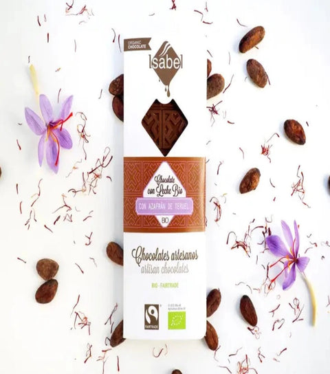 Chocolat au lait au safran BIO 80 gr. - Cuisine d'espagne